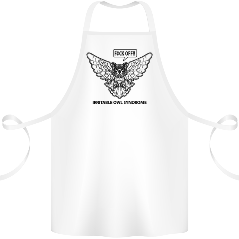 Irritable Owl Syndrome Bowel IBS Funny Cotton Apron 100% Organic White
