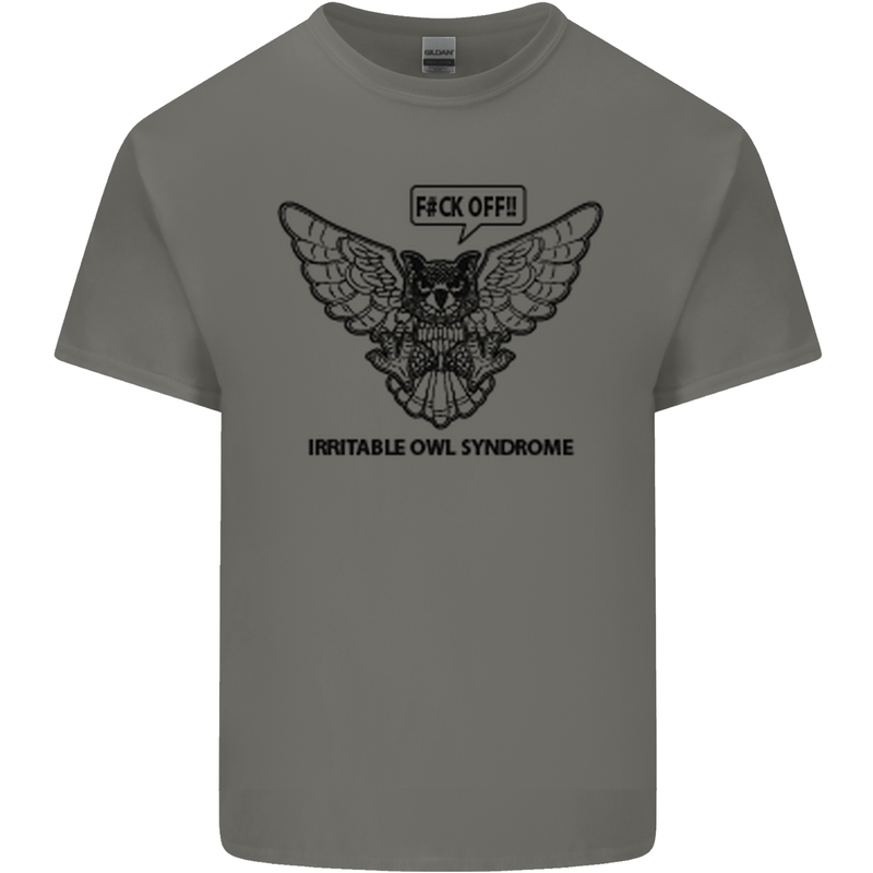 Irritable Owl Syndrome Bowel IBS Funny Mens Cotton T-Shirt Tee Top Charcoal