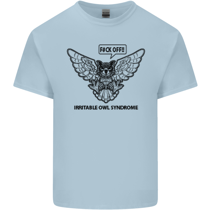 Irritable Owl Syndrome Bowel IBS Funny Mens Cotton T-Shirt Tee Top Light Blue
