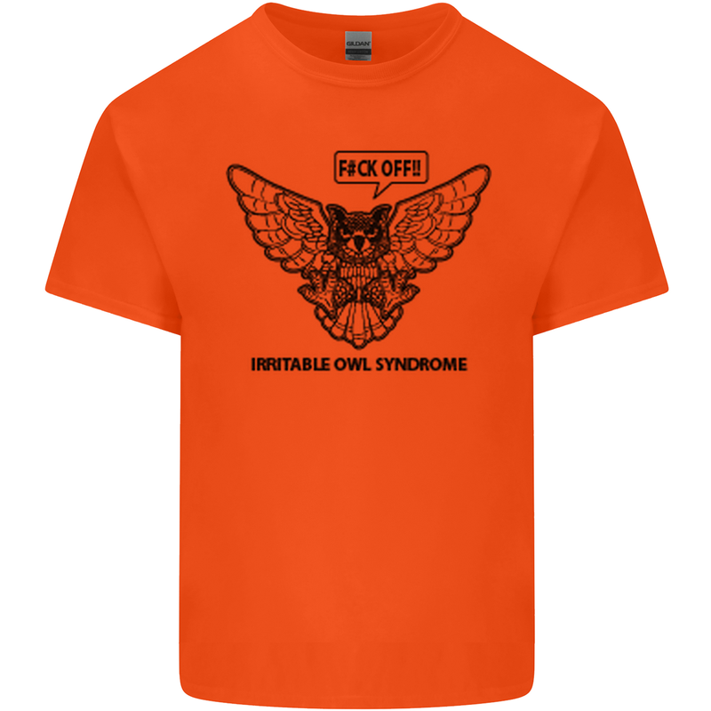 Irritable Owl Syndrome Bowel IBS Funny Mens Cotton T-Shirt Tee Top Orange