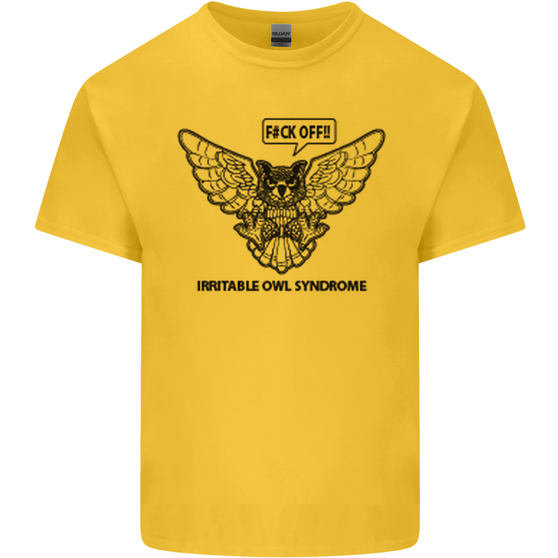 Irritable Owl Syndrome Bowel IBS Funny Mens Cotton T-Shirt Tee Top Yellow