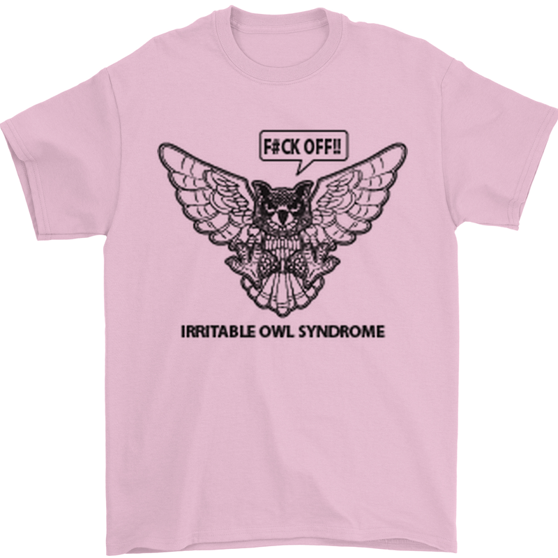 Irritable Owl Syndrome Bowel IBS Funny Mens T-Shirt Cotton Gildan Light Pink