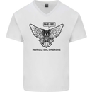 Irritable Owl Syndrome Bowel IBS Funny Mens V-Neck Cotton T-Shirt White
