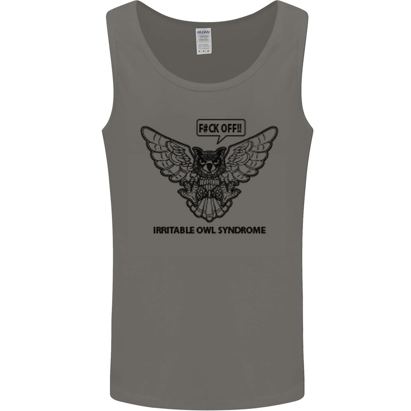 Irritable Owl Syndrome Bowel IBS Funny Mens Vest Tank Top Charcoal