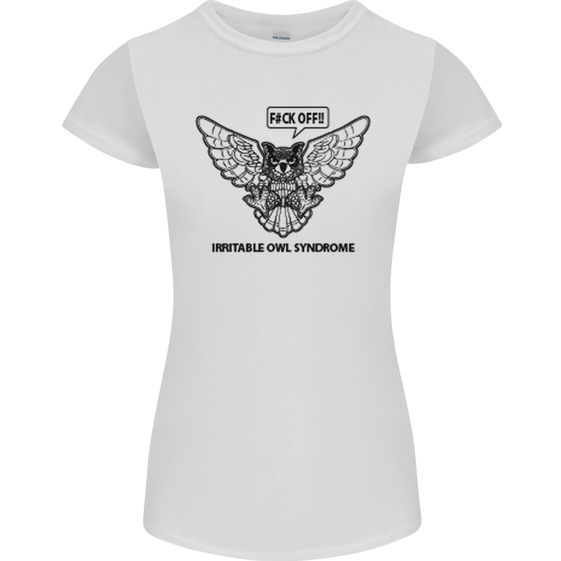 Irritable Owl Syndrome Bowel IBS Funny Womens Petite Cut T-Shirt White