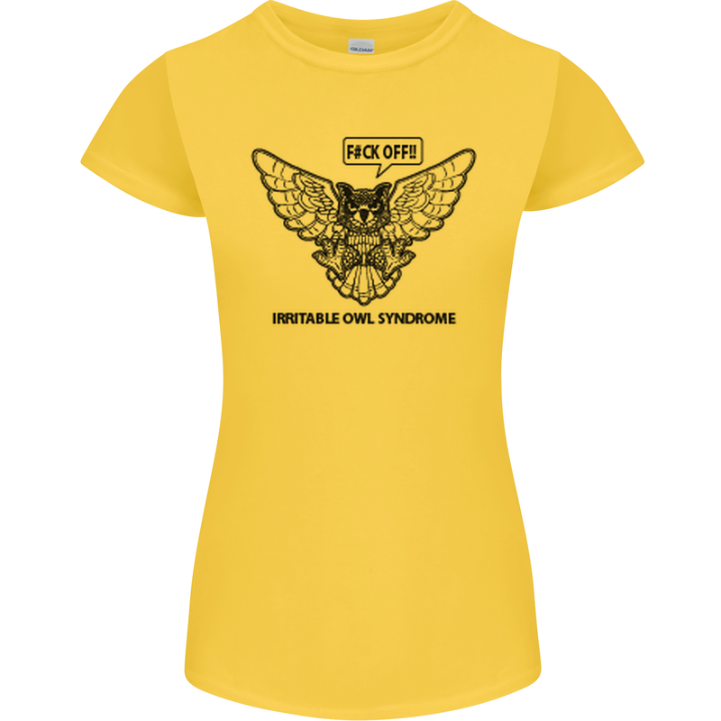 Irritable Owl Syndrome Bowel IBS Funny Womens Petite Cut T-Shirt Yellow