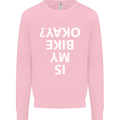 Is My Bike Okay Cycling Biker Funny Kids Sweatshirt Jumper Light Pink