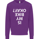 Is My Bike Okay Cycling Biker Funny Kids Sweatshirt Jumper Purple