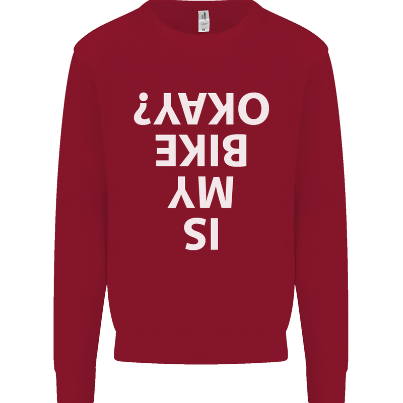 Is My Bike Okay Cycling Biker Funny Kids Sweatshirt Jumper Red