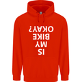 Is My Bike Okay Cycling Biker Funny Mens 80% Cotton Hoodie Bright Red