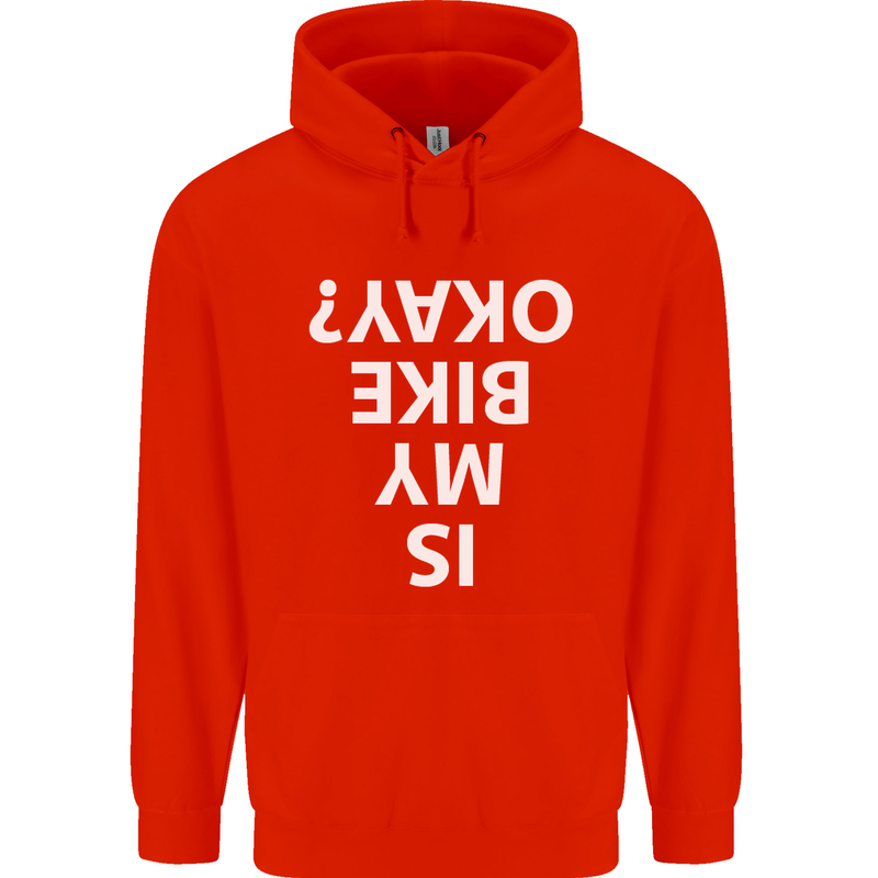 Is My Bike Okay Cycling Biker Funny Mens 80% Cotton Hoodie Bright Red