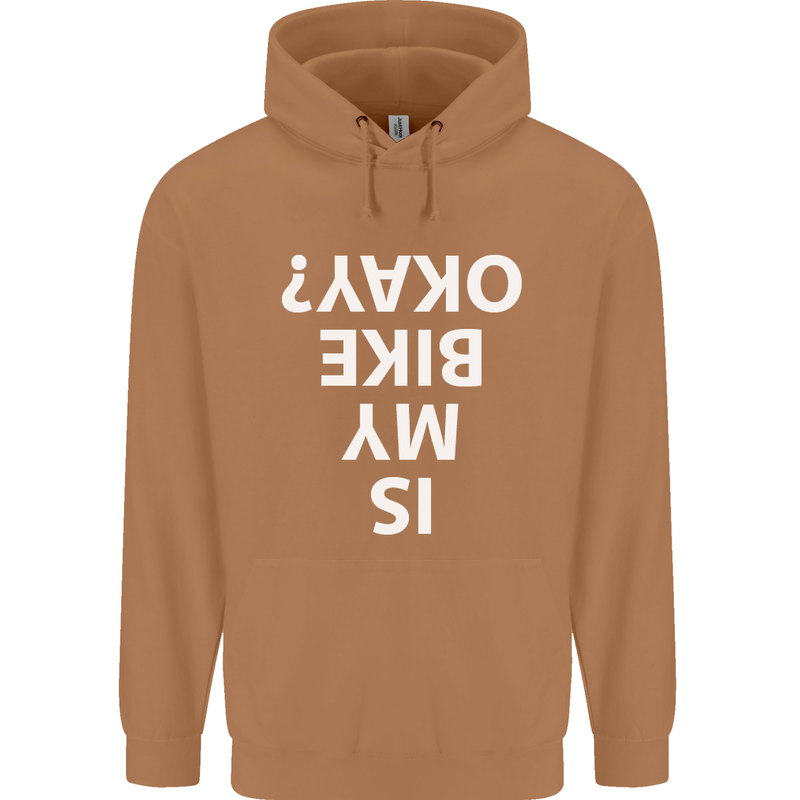 Is My Bike Okay Cycling Biker Funny Mens 80% Cotton Hoodie Caramel Latte