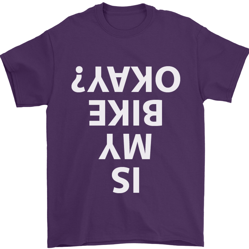 Is My Bike Okay Cycling Biker Funny Mens T-Shirt Cotton Gildan Purple