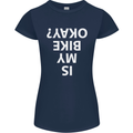 Is My Bike Okay Cycling Biker Funny Womens Petite Cut T-Shirt Navy Blue