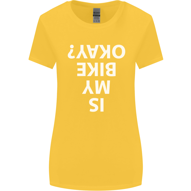 Is My Bike Okay Cycling Biker Funny Womens Wider Cut T-Shirt Yellow