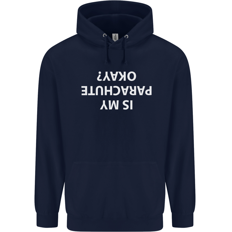 Is My Parachute Okay? Skydiving Para 1 2 3 Mens 80% Cotton Hoodie Navy Blue