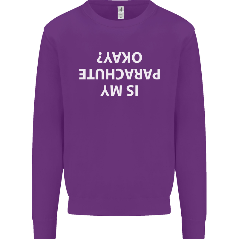Is My Parachute Okay? Skydiving Para 1 2 3 Mens Sweatshirt Jumper Purple