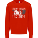 It's Anime Not Cartoons Kids Sweatshirt Jumper Bright Red