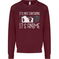 It's Anime Not Cartoons Kids Sweatshirt Jumper Maroon