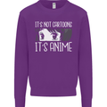 It's Anime Not Cartoons Kids Sweatshirt Jumper Purple