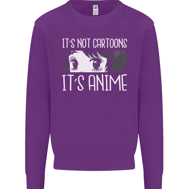 It's Anime Not Cartoons Kids Sweatshirt Jumper Purple