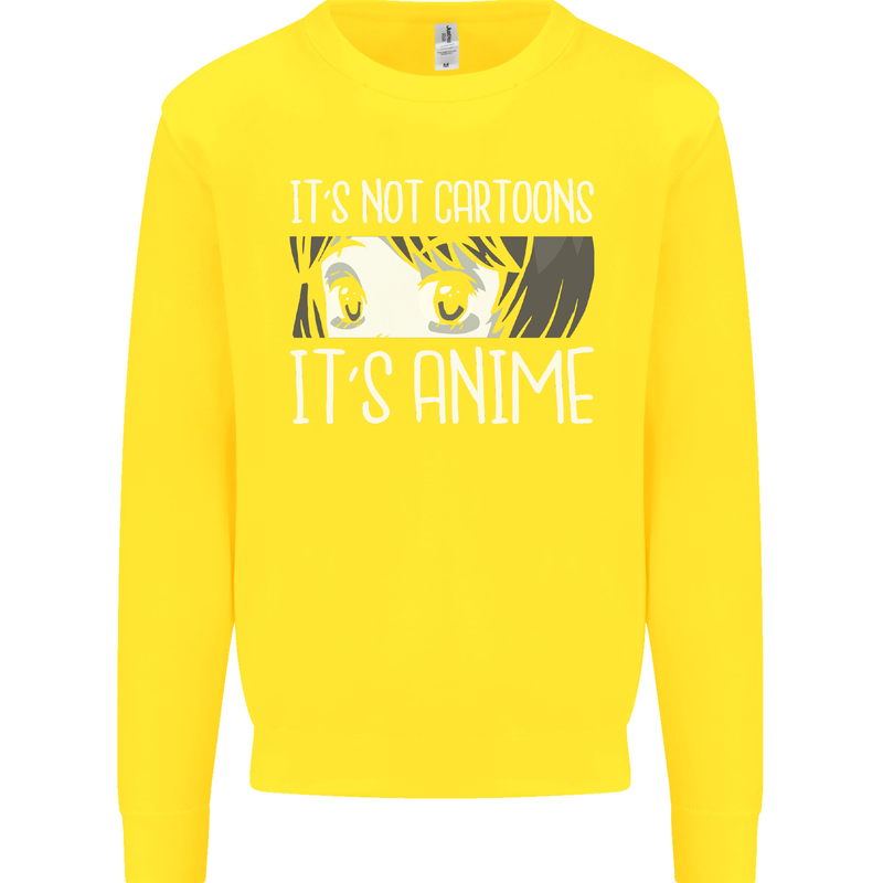 It's Anime Not Cartoons Kids Sweatshirt Jumper Yellow