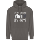 It's Anime Not Cartoons Mens 80% Cotton Hoodie Charcoal