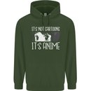 It's Anime Not Cartoons Mens 80% Cotton Hoodie Forest Green