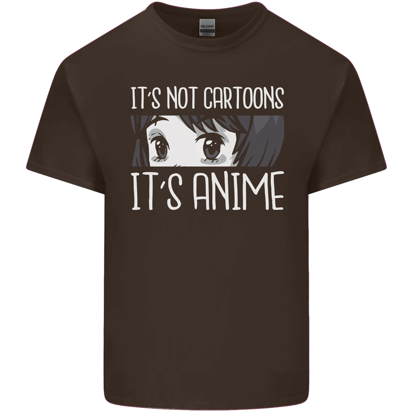 It's Anime Not Cartoons Mens Cotton T-Shirt Tee Top Dark Chocolate