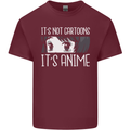 It's Anime Not Cartoons Mens Cotton T-Shirt Tee Top Maroon