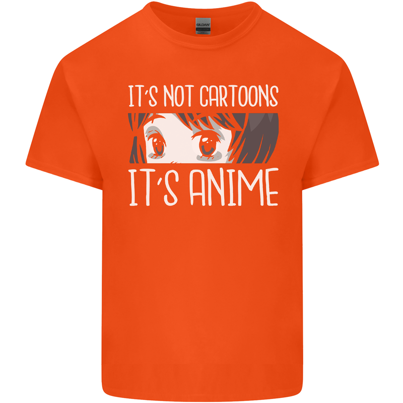 It's Anime Not Cartoons Mens Cotton T-Shirt Tee Top Orange