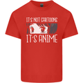 It's Anime Not Cartoons Mens Cotton T-Shirt Tee Top Red