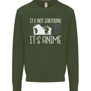 It's Anime Not Cartoons Mens Sweatshirt Jumper Forest Green