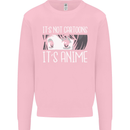 It's Anime Not Cartoons Mens Sweatshirt Jumper Light Pink