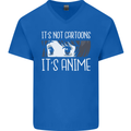 It's Anime Not Cartoons Mens V-Neck Cotton T-Shirt Royal Blue