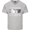 It's Anime Not Cartoons Mens V-Neck Cotton T-Shirt Sports Grey