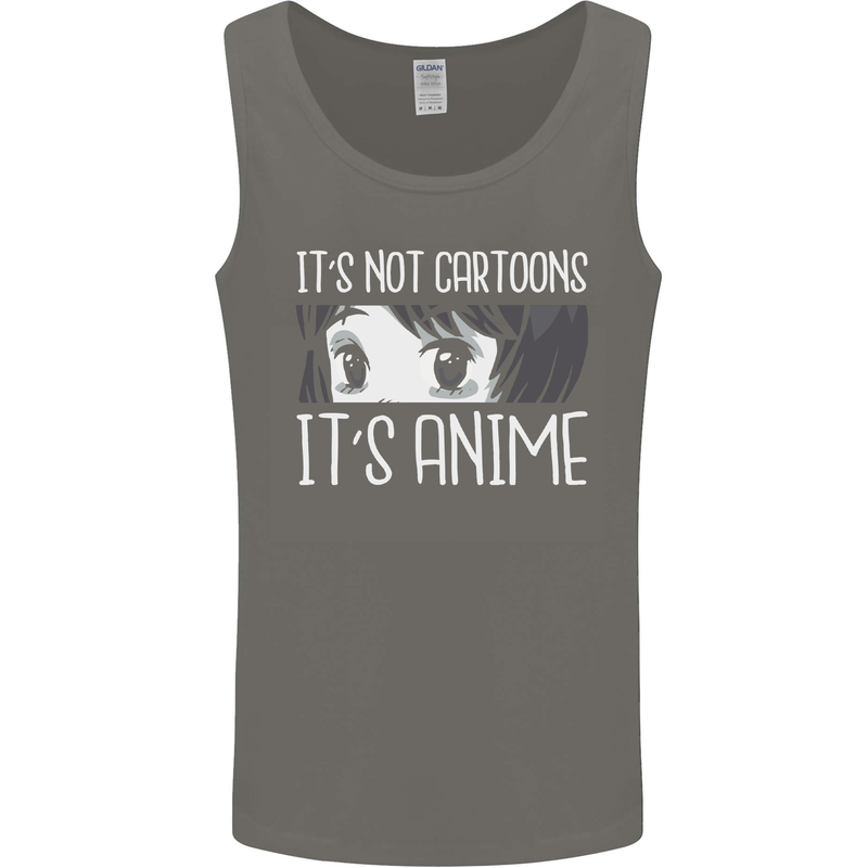 It's Anime Not Cartoons Mens Vest Tank Top Charcoal