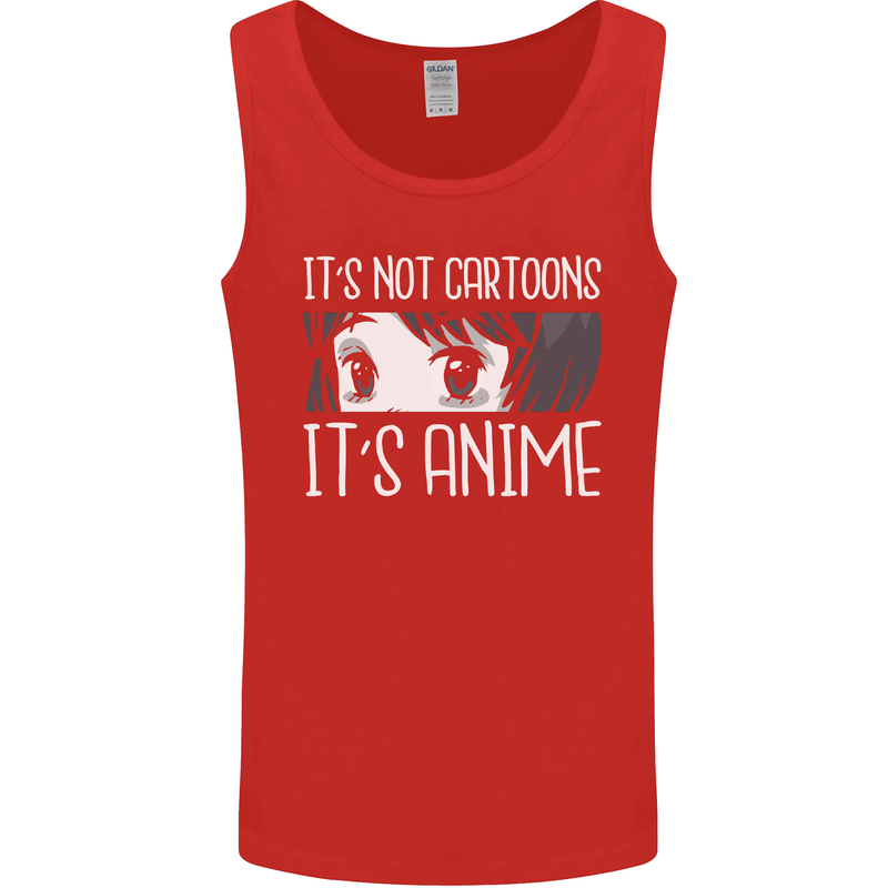 It's Anime Not Cartoons Mens Vest Tank Top Red