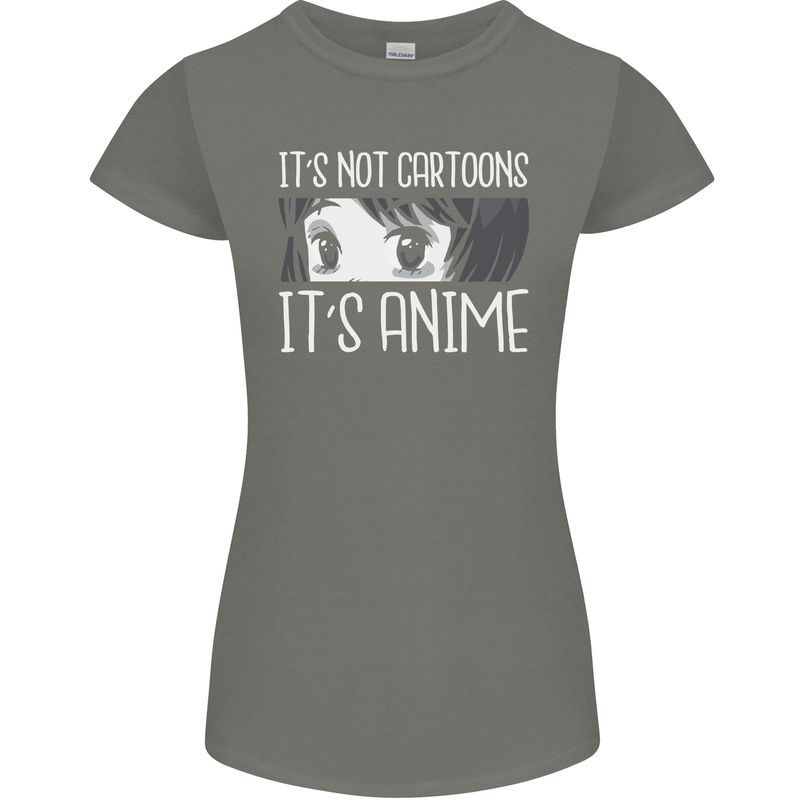 It's Anime Not Cartoons Womens Petite Cut T-Shirt Charcoal
