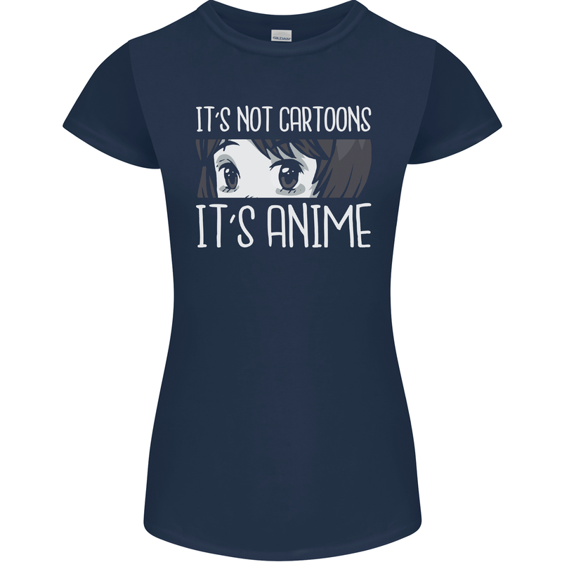 It's Anime Not Cartoons Womens Petite Cut T-Shirt Navy Blue