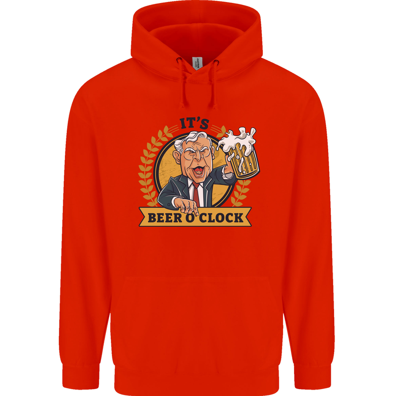 It's Beer O'Clock Funny Alcohol Childrens Kids Hoodie Bright Red
