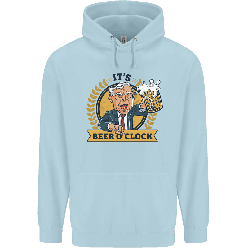 It's Beer O'Clock Funny Alcohol Childrens Kids Hoodie Light Blue