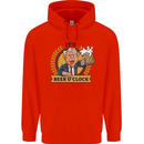 It's Beer O'Clock Funny Alcohol Mens 80% Cotton Hoodie Bright Red