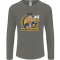 It's Beer O'Clock Funny Alcohol Mens Long Sleeve T-Shirt Charcoal