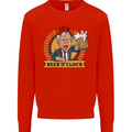 It's Beer O'Clock Funny Alcohol Mens Sweatshirt Jumper Bright Red