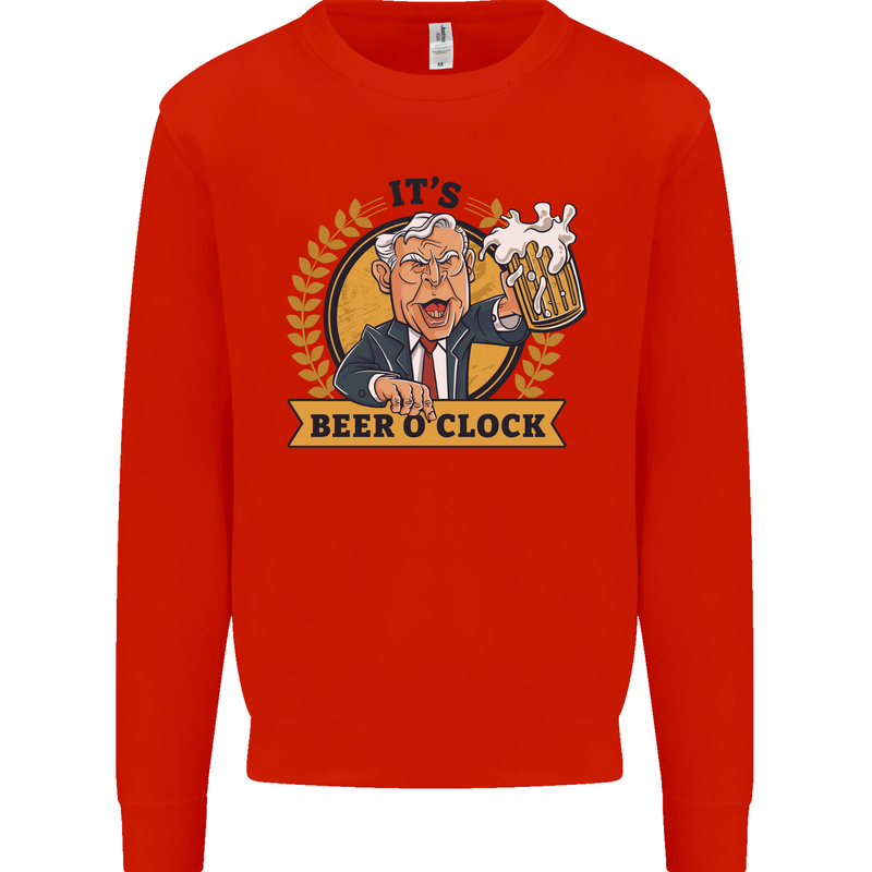 It's Beer O'Clock Funny Alcohol Mens Sweatshirt Jumper Bright Red