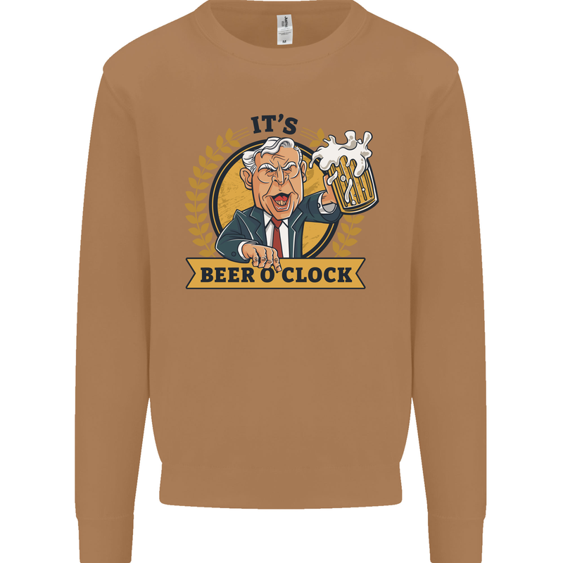 It's Beer O'Clock Funny Alcohol Mens Sweatshirt Jumper Caramel Latte