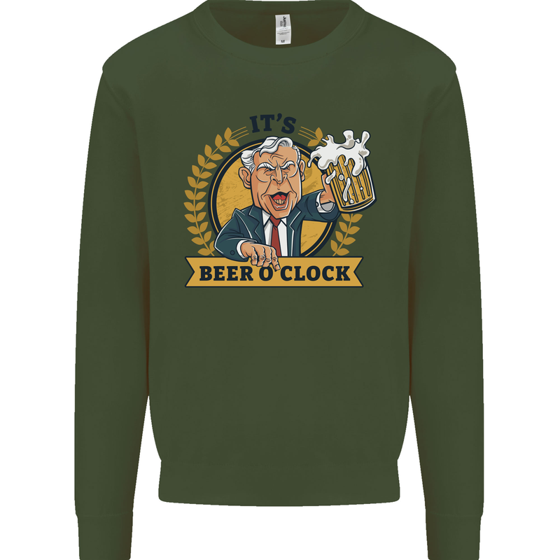 It's Beer O'Clock Funny Alcohol Mens Sweatshirt Jumper Forest Green