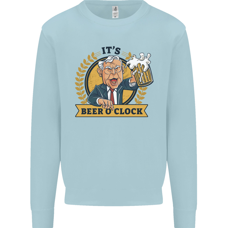 It's Beer O'Clock Funny Alcohol Mens Sweatshirt Jumper Light Blue