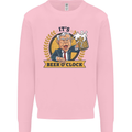 It's Beer O'Clock Funny Alcohol Mens Sweatshirt Jumper Light Pink